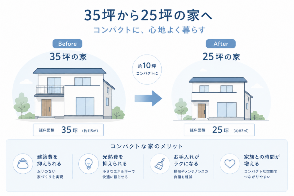 35坪から25坪へ。コンパクトな家のメリット