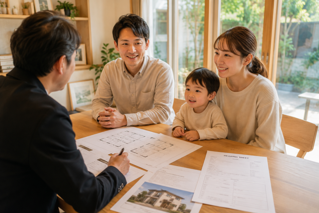 家族の暮らしをヒアリングする間取り相談の様子